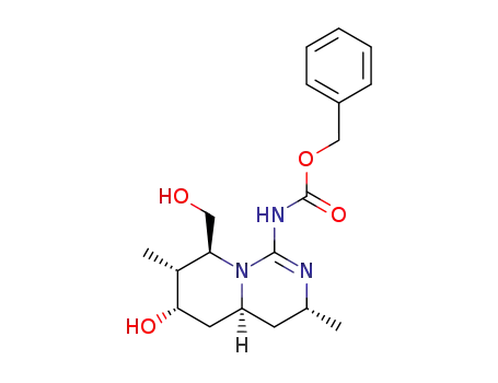 Molecular Structure of 269715-94-8 (((3R,4aS,6S,7R,8S)-6-Hydroxy-8-hydroxymethyl-3,7-dimethyl-4,4a,5,6,7,8-hexahydro-3H-pyrido[1,2-c]pyrimidin-1-yl)-carbamic acid benzyl ester)