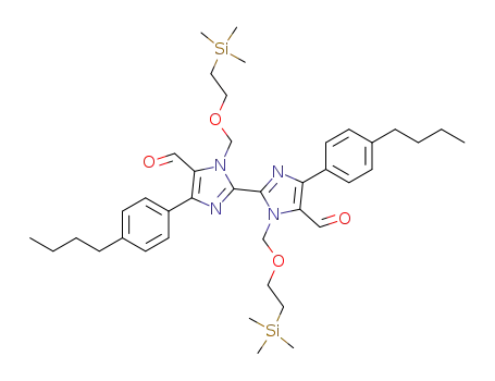 Molecular Structure of 591751-02-9 (5,5'-bis-(4-butyl-phenyl)-3,3'-bis-(2-trimethylsilanyl-ethoxymethyl)-3<i>H</i>,3'<i>H</i>-[2,2']biimidazolyl-4,4'-dicarbaldehyde)