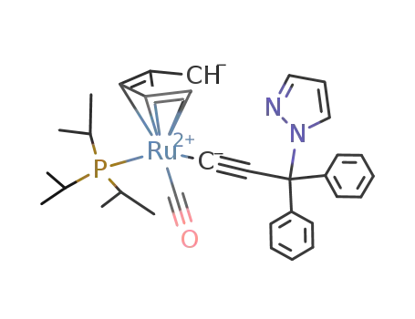 [Ru(η(5)-C5H5)(-C*C-CPh2-N2C3H3)(CO)(P(Pr(i))3)]