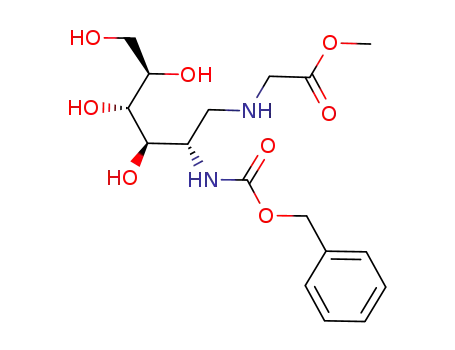 Molecular Structure of 315229-38-0 (((2S,3R,4S,5R)-2-Benzyloxycarbonylamino-3,4,5,6-tetrahydroxy-hexylamino)-acetic acid methyl ester)