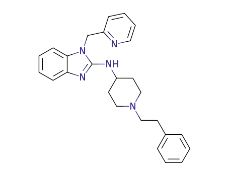 Molecular Structure of 73736-18-2 (1H-Benzimidazol-2-amine,
N-[1-(2-phenylethyl)-4-piperidinyl]-1-(2-pyridinylmethyl)-)