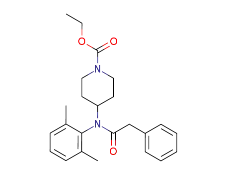 Molecular Structure of 63258-68-4 (1-Piperidinecarboxylic acid,
4-[(2,6-dimethylphenyl)(phenylacetyl)amino]-, ethyl ester)