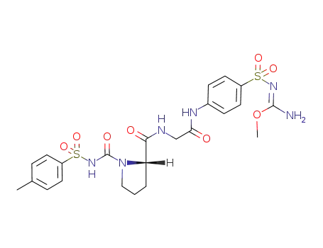 Molecular Structure of 276245-73-9 ((S)-1-(Toluene-4-sulfonylaminocarbonyl)-pyrrolidine-2-carboxylic acid [(4-{[1-amino-1-methoxy-meth-(Z)-ylidene]-sulfamoyl}-phenylcarbamoyl)-methyl]-amide)