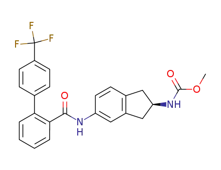 Molecular Structure of 256397-08-7 ({(R)-5-[(4'-Trifluoromethyl-biphenyl-2-carbonyl)-amino]-indan-2-yl}-carbamic acid methyl ester)