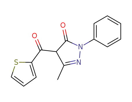 Molecular Structure of 29665-05-2 (3H-Pyrazol-3-one, 2,4-dihydro-5-methyl-2-phenyl-4-(2-thienylcarbonyl)-)