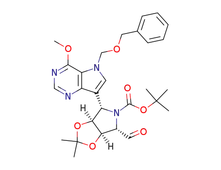 5-aldehydo-(1S)-1-C-(5-N-benzyloxymethyl-4-methoxypyrrolo[3,2-d]pyrimidin-7-yl)-N-tert-butoxycarbonyl-1,4-dideoxy-1,4-imino-2,3-O-isopropylidene-D-ribitol
