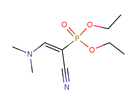 Molecular Structure of 88351-23-9 (Phosphonic acid, [1-cyano-2-(dimethylamino)ethenyl]-, diethyl ester,
(E)-)