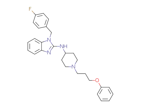 Molecular Structure of 73734-59-5 (1H-Benzimidazol-2-amine,
1-[(4-fluorophenyl)methyl]-N-[1-(3-phenoxypropyl)-4-piperidinyl]-)