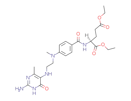 Molecular Structure of 107716-34-7 (diethyl N-<4-<N-<2-<N-(2-amino-4-oxo-6-methylpyrimidin-5-yl)amino>ethyl>-N-methylamino>benzoyl>-L-glutamate)