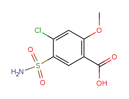 Molecular Structure of 55524-67-9 (4-Chloro-2-Methoxy-5-sulfaMoylbenzoic acid)
