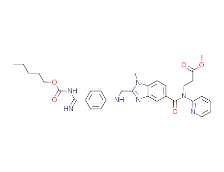 Molecular Structure of 211915-02-5 (1-Methyl-2-[N-[4-(N-n-pentyloxycarbonylamidino)-phenyl]-aminomethyl]-benzimidazol-5-yl-carboxylic acid-N-(2-pyridyl)-N-(2-methoxycarbonylethyl)-amide)
