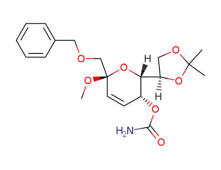 Methyl 3,4-dideoxy-7,8-O-(1-methylethylidene)-1-O-(phenylmethyl)-α-D-arabino-oct-3-en-2-ulopyranoside carbamate