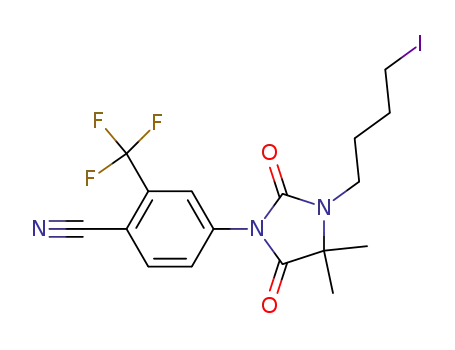 Molecular Structure of 192805-64-4 (4-(4,4-dimethyl-2,5-dioxo-3-(4-iodobutyl)-1-imidazolidinyl)-2-(trifluoromethyl)-benzonitrile)