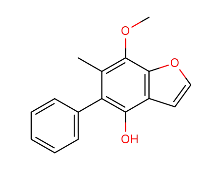 Molecular Structure of 123332-45-6 (7-methoxy-6-methyl-5-phenyl-1-benzofuran-4-ol)