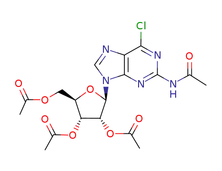 Molecular Structure of 137896-02-7 (2-Acetamido-6-chloro-9-(2',3',5'-tri-o-acetyl-beta-d-ribofuranosyl)purine)