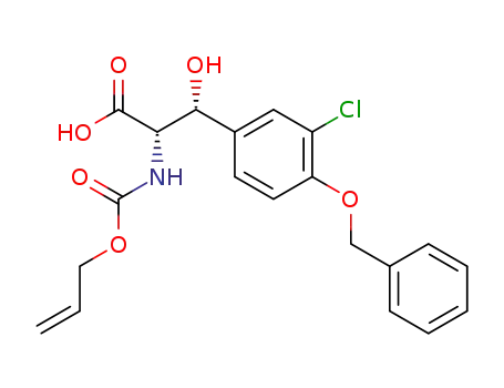Molecular Structure of 1027829-80-6 ((2S,3R)-2-Allyloxycarbonylamino-3-(4-benzyloxy-3-chloro-phenyl)-3-hydroxy-propionic acid)