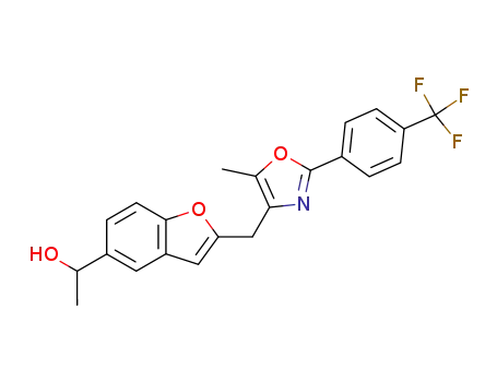 Molecular Structure of 1027089-90-2 (1-{2-[5-methyl-2-(4-trifluoromethyl-phenyl)-oxazol-4-ylmethyl]-benzofuran-5-yl}-ethanol)