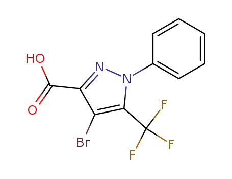 Molecular Structure of 497833-12-2 (1H-Pyrazole-3-carboxylic acid, 4-bromo-1-phenyl-5-(trifluoromethyl)-)