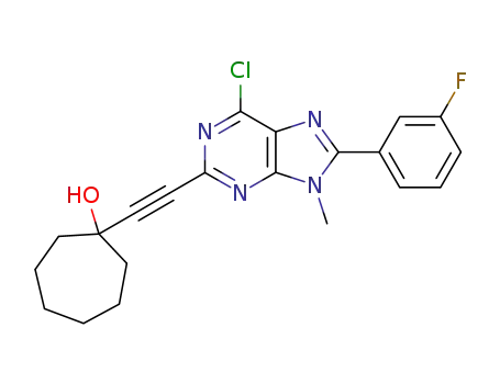 1-[6-chloro-8-(3-fluoro-phenyl)-9-methyl-9<i>H</i>-purin-2-ylethynyl]-cycloheptanol