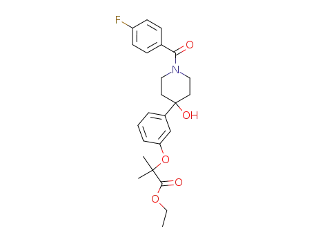 Molecular Structure of 325808-45-5 (ethyl 2-[3-[1-(4-fluorobenzoyl)-4-hydroxypiperidin-4-yl]phenoxy]-2-methylpropanoate)