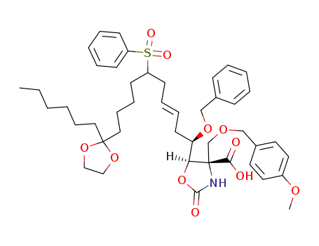 (4S,5R)-5-[(E)-(R)-6-Benzenesulfonyl-1-benzyloxy-10-(2-hexyl-[1,3]dioxolan-2-yl)-dec-3-enyl]-4-(4-methoxy-benzyloxymethyl)-2-oxo-oxazolidine-4-carboxylic acid