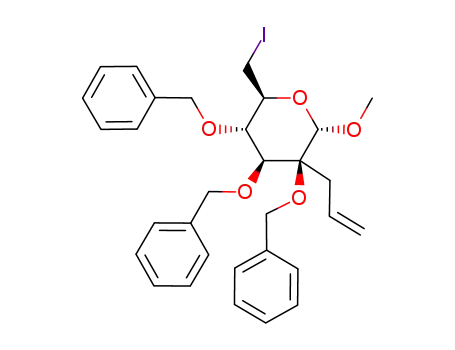 (2S,3S,4S,5S,6S)-3-Allyl-3,4,5-tris-benzyloxy-6-iodomethyl-2-methoxy-tetrahydro-pyran