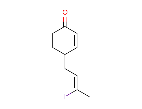 Molecular Structure of 87994-97-6 (2-Cyclohexen-1-one, 4-(3-iodo-2-butenyl)-)