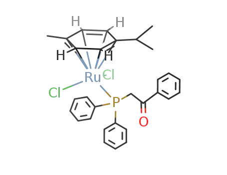 Molecular Structure of 151267-80-0 ({(η6-p-cymene)Cl2(η1-PPh2CH2COPh)ruthenium(II)})