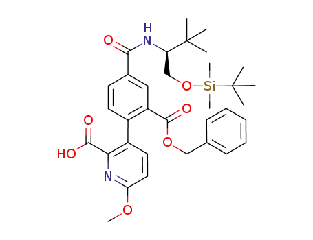 3-[4-(1(S)-t-butyldimethylsilyloxymethyl-2,2-dimethylpropylcarbamoyl)-2-benzyloxycarbonylphenyl]-6-methoxy-2-pyridinecarboxylic acid