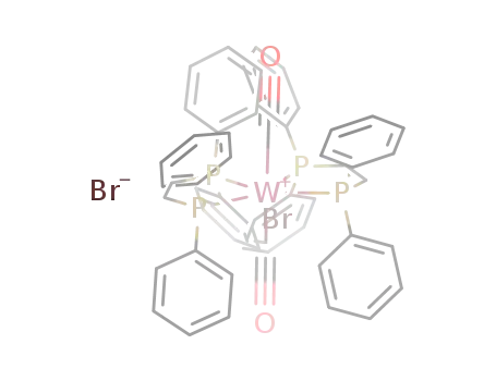 WBr(CO)2((C<sub>6</sub>H<sub>5</sub>)2PCH<sub>2</sub>CH<sub>2</sub>P(C<sub>6</sub>H<sub>5</sub>)2)2<sup>(1+)</sup>*Br<sup>(1-)</sup>=WBr(CO)2((C<sub>6</sub>H<sub>5</sub>)2PCH<sub>2</sub>CH<sub>2</sub>P(C<sub>6</sub>H<sub>5</sub>)2)2Br
