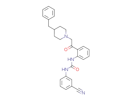 Molecular Structure of 1026682-22-3 (1-{2-[2-(4-Benzyl-piperidin-1-yl)-acetyl]-phenyl}-3-(3-cyano-phenyl)-urea)