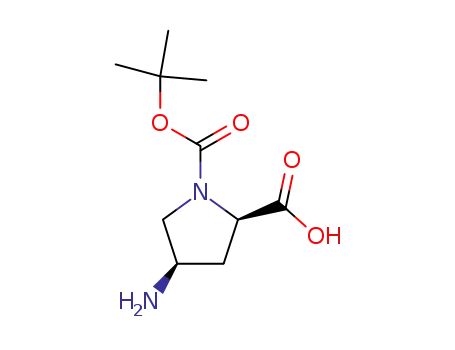 Molecular Structure of 132622-98-1 ((2R,4R)-1-BOC-4-AMINO-PYRROLIDINE-2-CARBOXYLIC ACID)