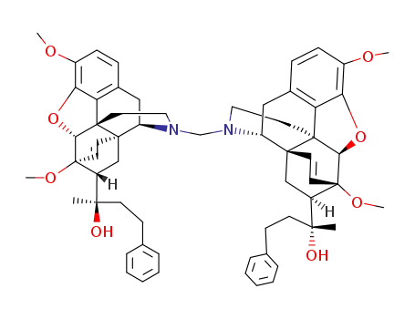 Molecular Structure of 16620-48-7 ((2<i>R</i>,2'<i>R</i>)-4,4'-diphenyl-2,2'-[4,5α;4',5'α-diepoxy-3,6,3',6'-tetramethoxy-17,17'-methanediyl-bis-(6α,14α-etheno-morphinan-7α-yl)]-bis-butan-2-ol)