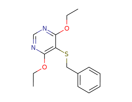 Molecular Structure of 138918-25-9 (Pyrimidine, 4,6-diethoxy-5-[(phenylmethyl)thio]-)