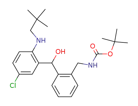 Molecular Structure of 214961-21-4 (5-chloro-α-(2-tert-butoxycarbonylaminomethylphenyl)-2-neopentylaminobenzyl alcohol)