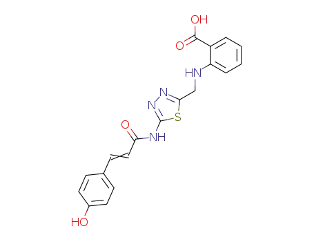 Benzoic acid,
2-[[[5-[[3-(4-hydroxyphenyl)-1-oxo-2-propenyl]amino]-1,3,4-thiadiazol-2-
yl]methyl]amino]-