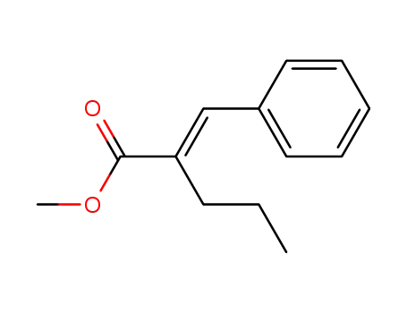 Molecular Structure of 87711-72-6 (Pentanoic acid, 2-(phenylmethylene)-, methyl ester, (E)-)
