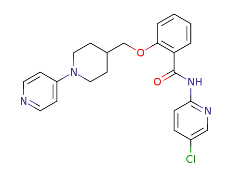 Molecular Structure of 725683-58-9 (N-(5-chloropyridin-2-yl)-2-[[1-(4-pyridinyl)piperidin-4-yl]methoxy]benzamide)