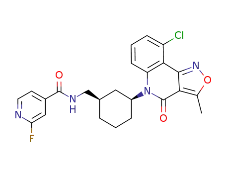 Molecular Structure of 405303-10-8 (4-Pyridinecarboxamide,
N-[[(1R,3S)-3-(9-chloro-3-methyl-4-oxoisoxazolo[4,3-c]quinolin-5(4H)-yl
)cyclohexyl]methyl]-2-fluoro-)
