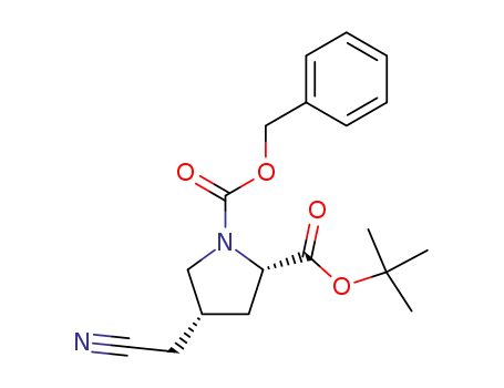 Molecular Structure of 654666-04-3 (1,2-Pyrrolidinedicarboxylic acid, 4-(cyanomethyl)-, 2-(1,1-dimethylethyl)
1-(phenylmethyl) ester, (2S,4R)-)