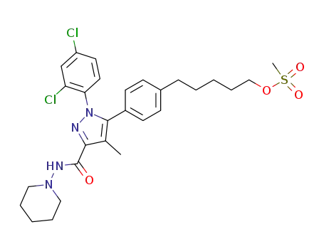 methanesulfonic acid 5-{4-[2-(2,4-dichloro-phenyl)-4-methyl-5-(piperidin-1-ylcarbamoyl)-2<i>H</i>-pyrazol-3-yl]-phenyl}-pentyl ester