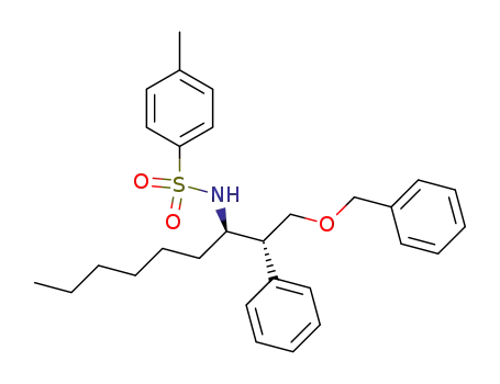 Molecular Structure of 825601-47-6 (Benzenesulfonamide,
4-methyl-N-[(1R)-1-[(1R)-1-phenyl-2-(phenylmethoxy)ethyl]heptyl]-)
