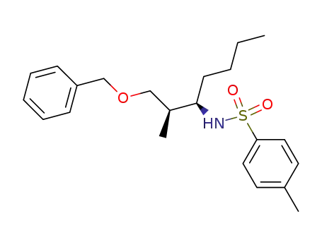 Molecular Structure of 825601-39-6 (Benzenesulfonamide,
4-methyl-N-[(1R)-1-[(1R)-1-methyl-2-(phenylmethoxy)ethyl]pentyl]-)