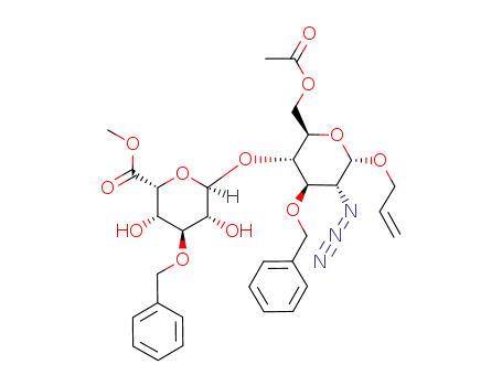 (2R,3S,4S,5R,6R)-6-((2R,3S,4R,5R,6S)-2-Acetoxymethyl-6-allyloxy-5-azido-4-benzyloxy-tetrahydro-pyran-3-yloxy)-4-benzyloxy-3,5-dihydroxy-tetrahydro-pyran-2-carboxylic acid methyl ester