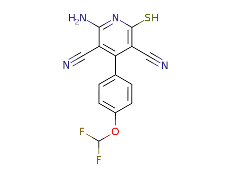 Molecular Structure of 791619-88-0 (3,5-Pyridinedicarbonitrile,
6-amino-4-[4-(difluoromethoxy)phenyl]-1,2-dihydro-2-thioxo-)