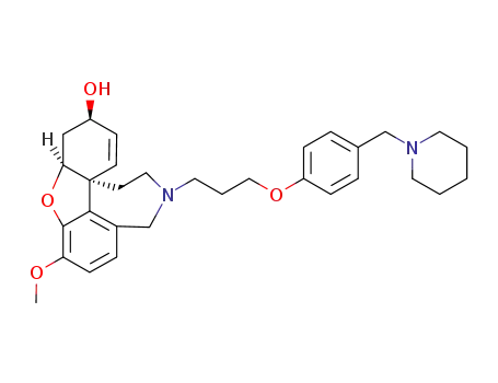 Molecular Structure of 913380-52-6 (10-N-demethyl-10-N-(3-(4-(piperidin-1-ylmethyl)phenoxy)propan-1-yl)galanthamine)