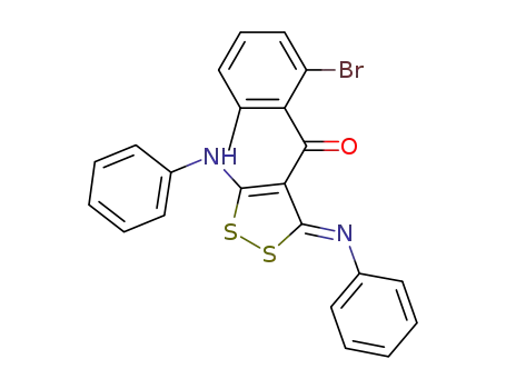 Molecular Structure of 1181767-96-3 ((2-bromo-6-methylphenyl)((3Z)-5-(phenylamino)-3-(phenylimino)-3H-1,2-dithiol-4-yl)methanone)