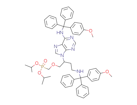 Molecular Structure of 889885-77-2 ((+/-)-9-[1-[(diisopropylphosphono)methoxy]methyl][(3-(4-monomethoxytrityl)amino)propyl]-N<sup>6</sup>-(4-monomethoxytrityl)-adenine)