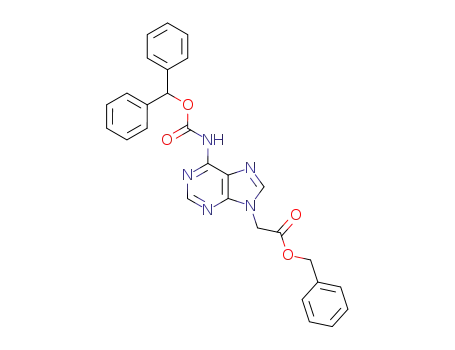 Molecular Structure of 1052676-79-5 ((6-benzhydryloxycarbonylamino-purin-9-yl)-acetic acid benzyl ester)