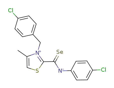 Molecular Structure of 1188410-65-2 (3-(4-chlorobenzyl)-4-methyl-2-(4-chlorophenyl)selenocarbamoylthiazolium inner salt)